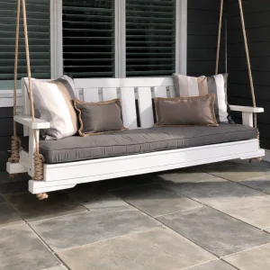 White Porch Swing With Cushion
