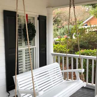 White Porch Swing With Rope