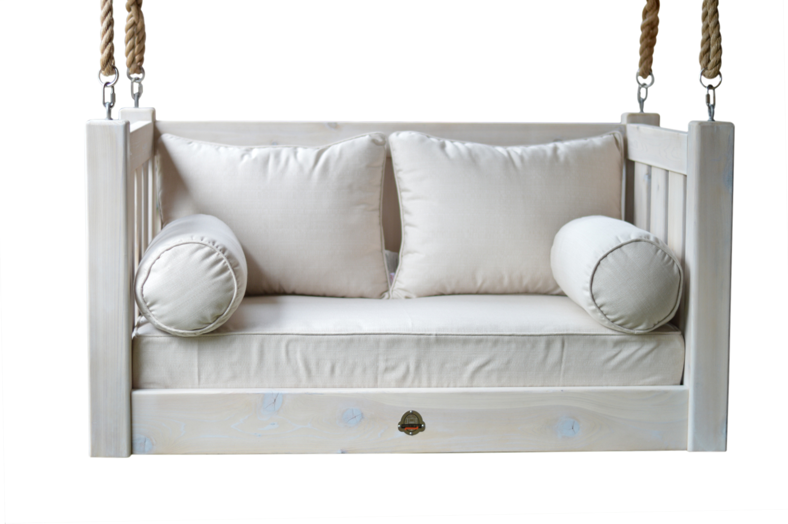 White Bed Swing With Cushions & Rope