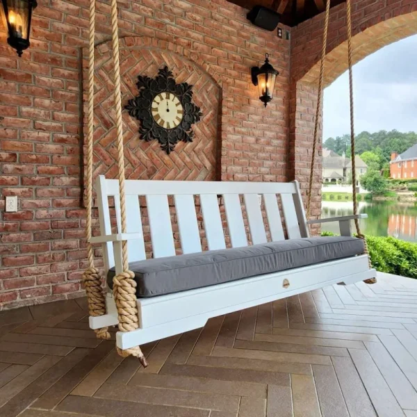 White Oak Porch Swing with Rope
