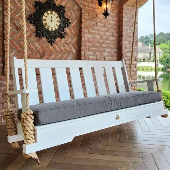 White Oak Porch Swing with Rope