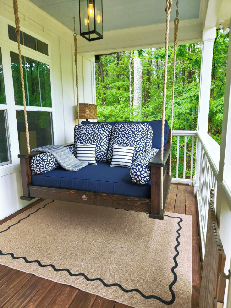Custom Hanging Bed With Sunbrella Cushion and Pillows